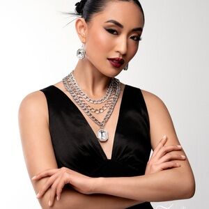 Zi Collection Paparazzi Silver Layered Necklace Set